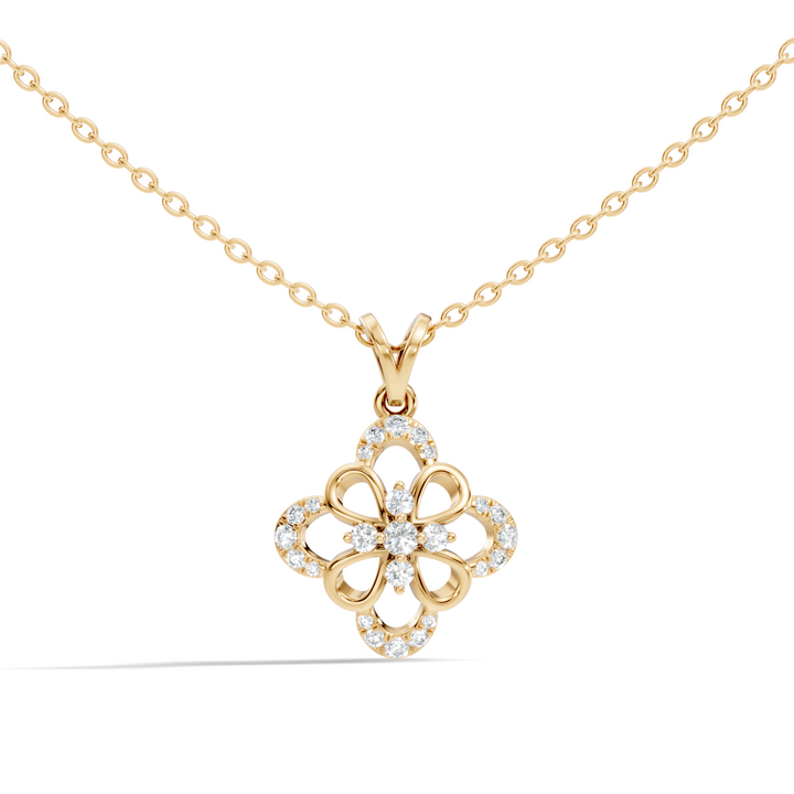 Openwork Floral Cluster Diamond Pendant