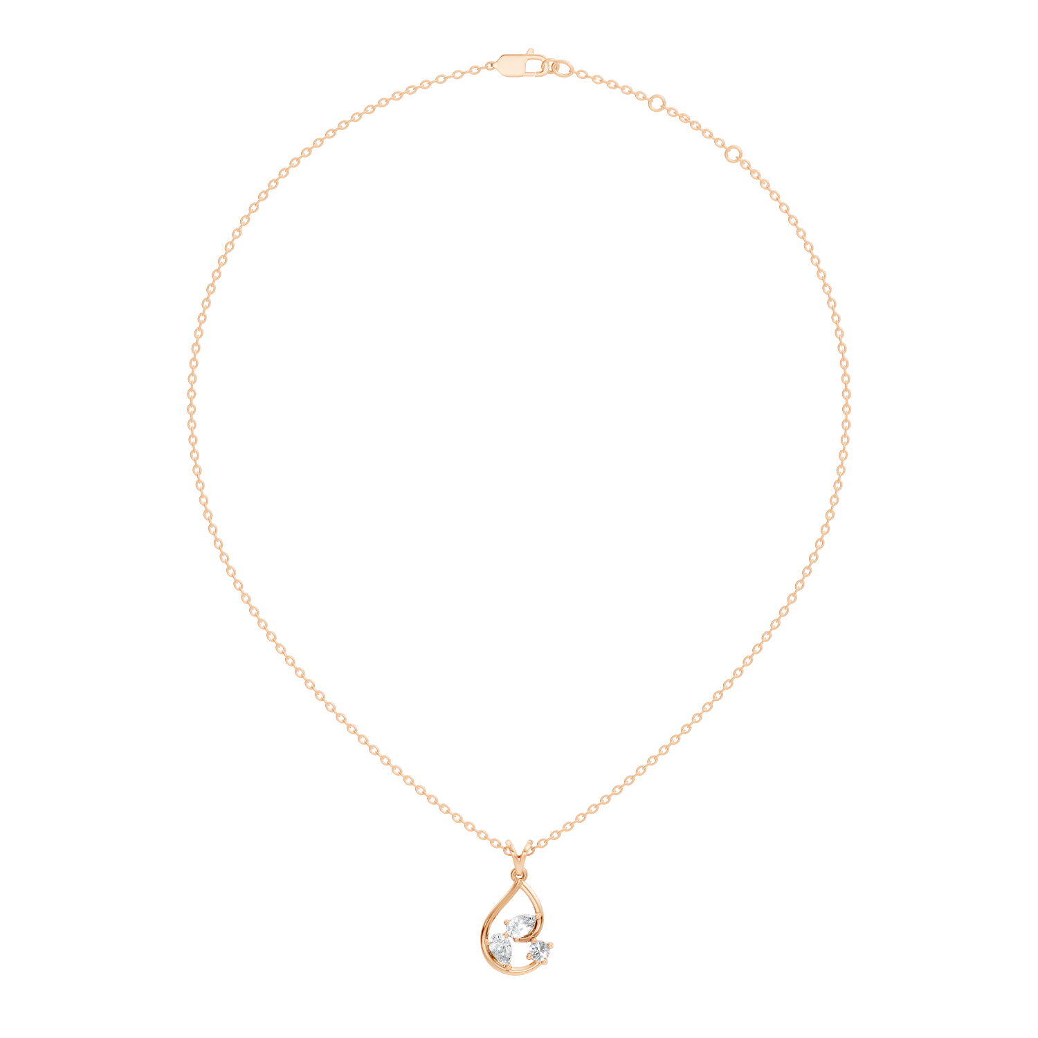 Pear & Round Diamond Swirl Drop Pendant