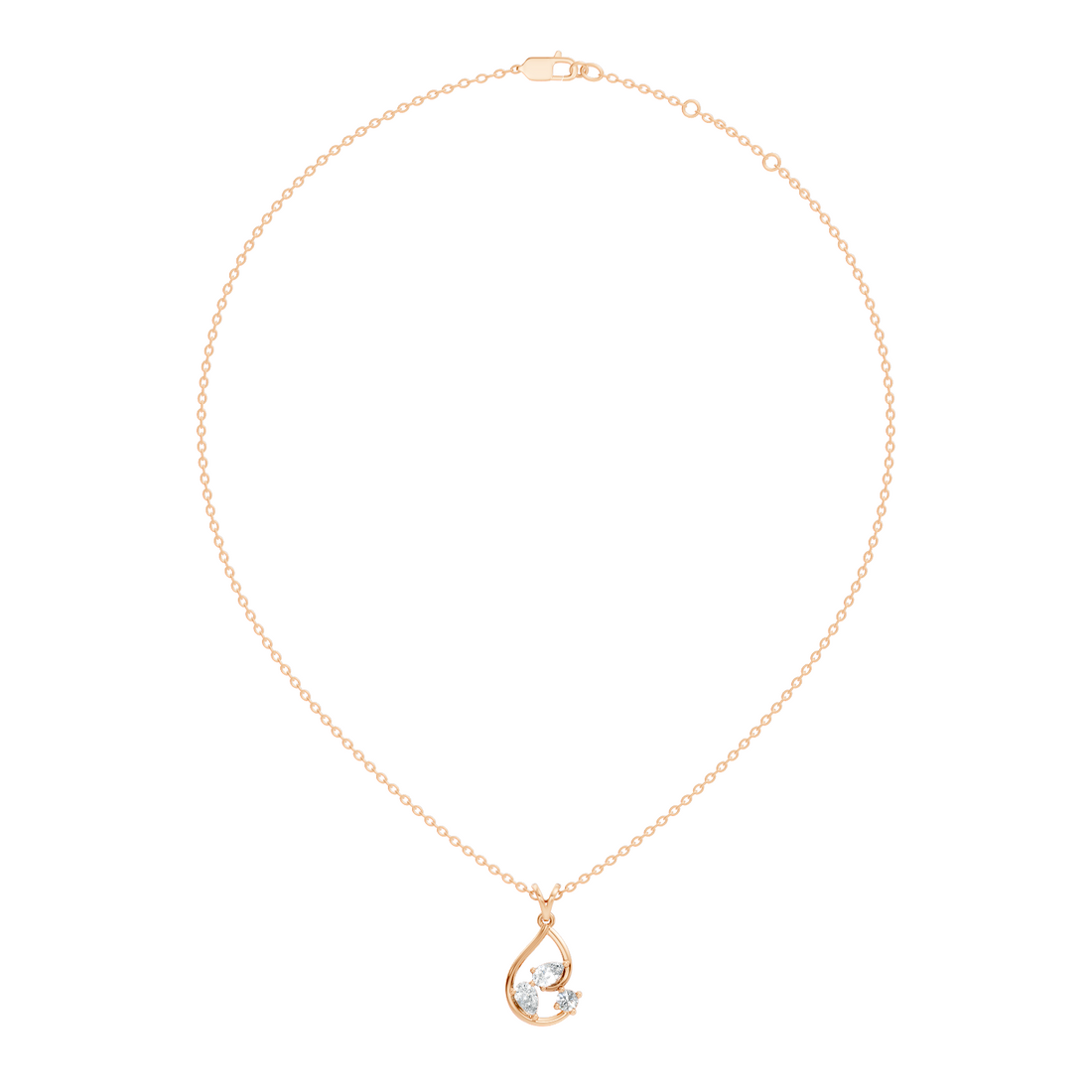 Pear & Round Diamond Swirl Drop Pendant