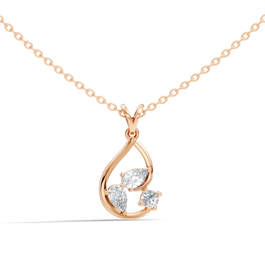 Pear & Round Diamond Swirl Drop Pendant