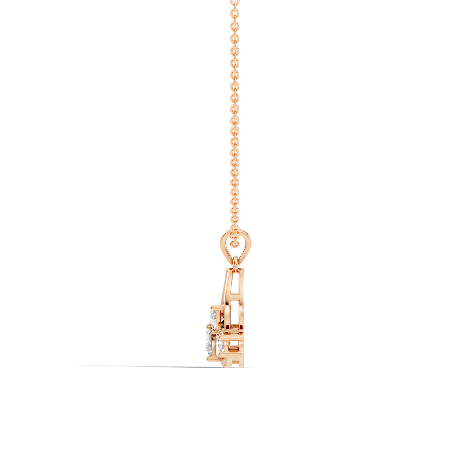 Pear & Round Diamond Swirl Drop Pendant
