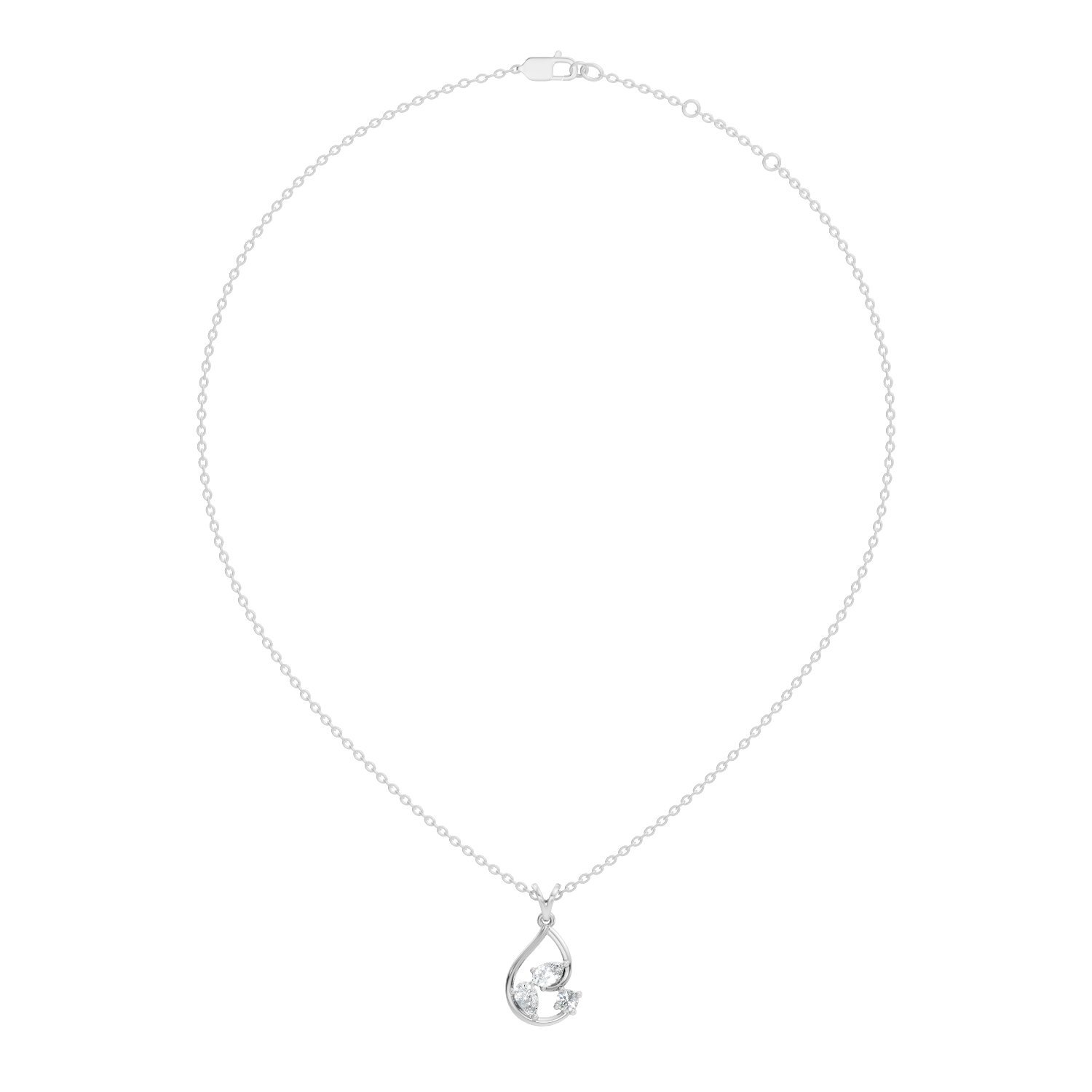Pear & Round Diamond Swirl Drop Pendant