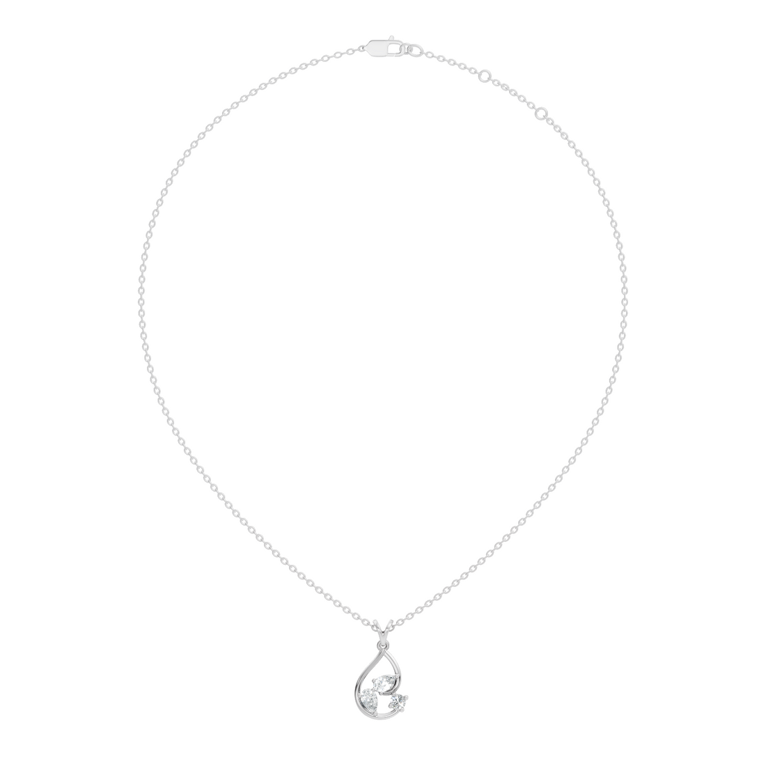 Pear & Round Diamond Swirl Drop Pendant