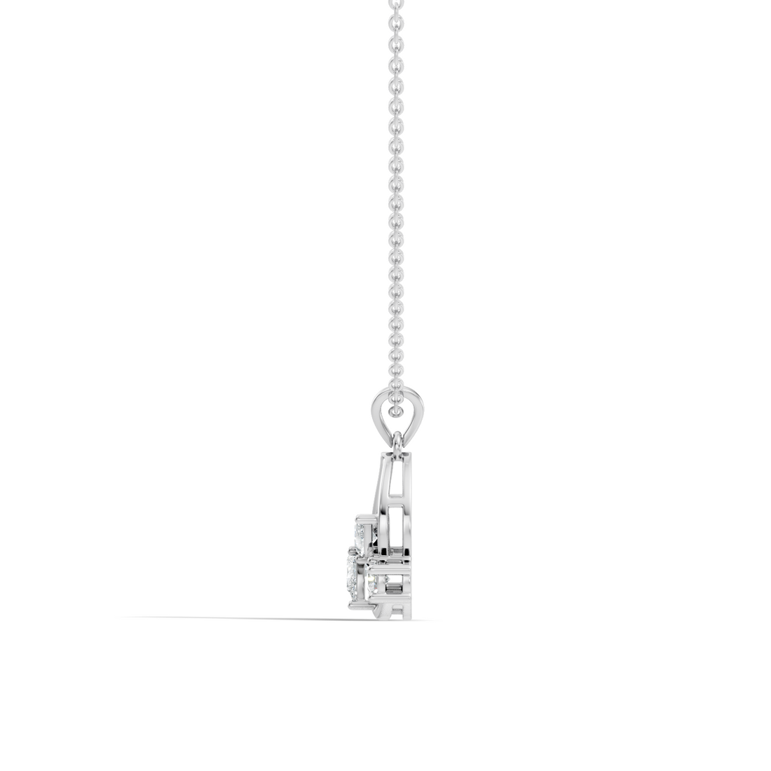 Pear & Round Diamond Swirl Drop Pendant