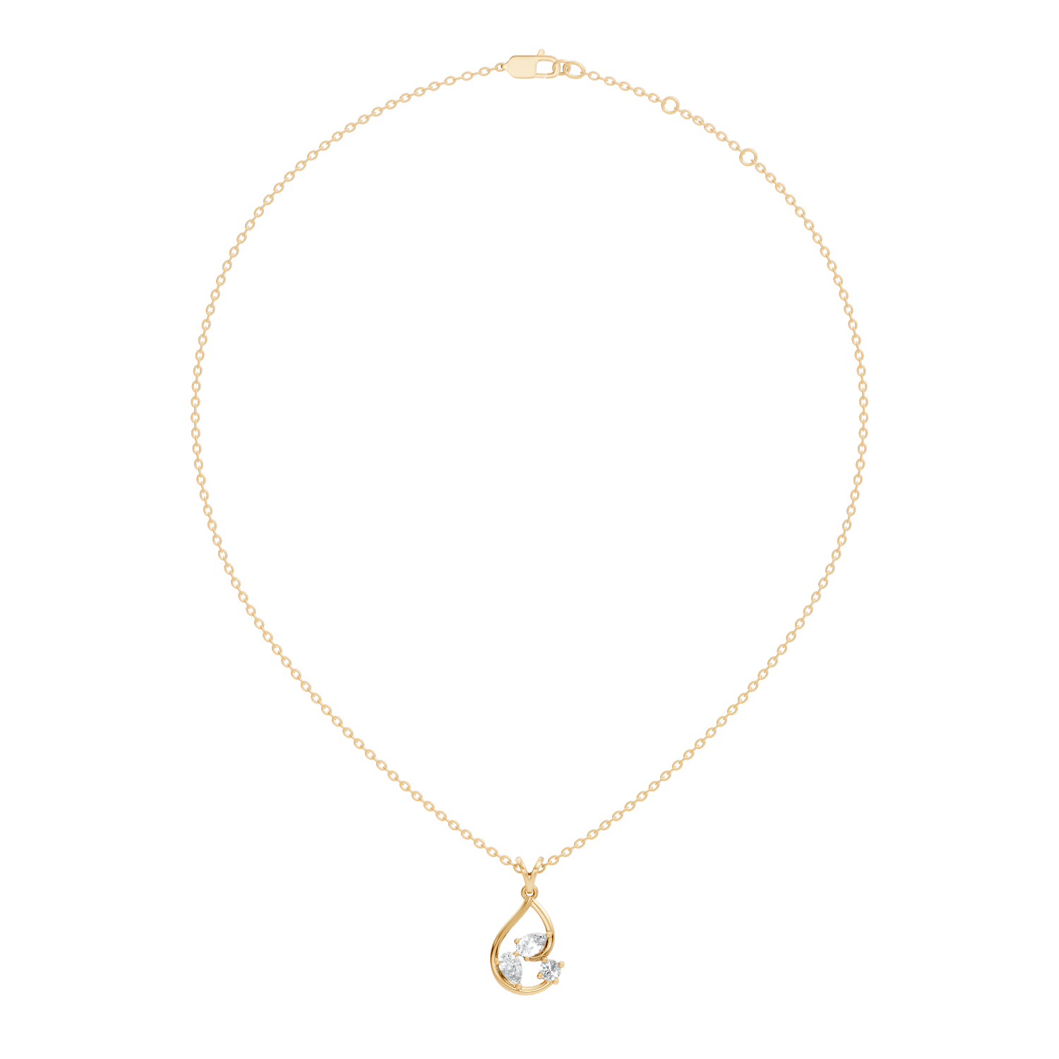 Pear & Round Diamond Swirl Drop Pendant