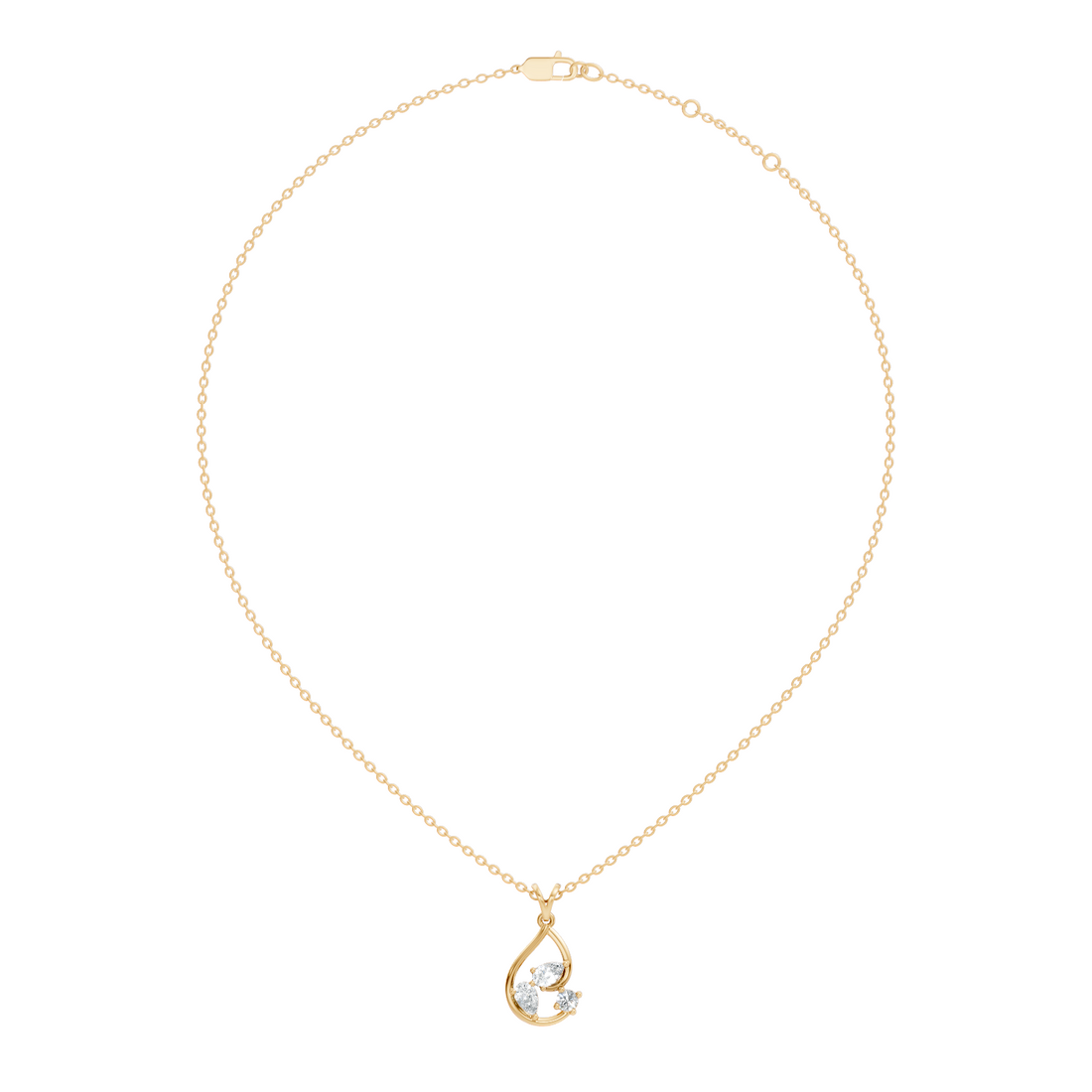 Pear & Round Diamond Swirl Drop Pendant