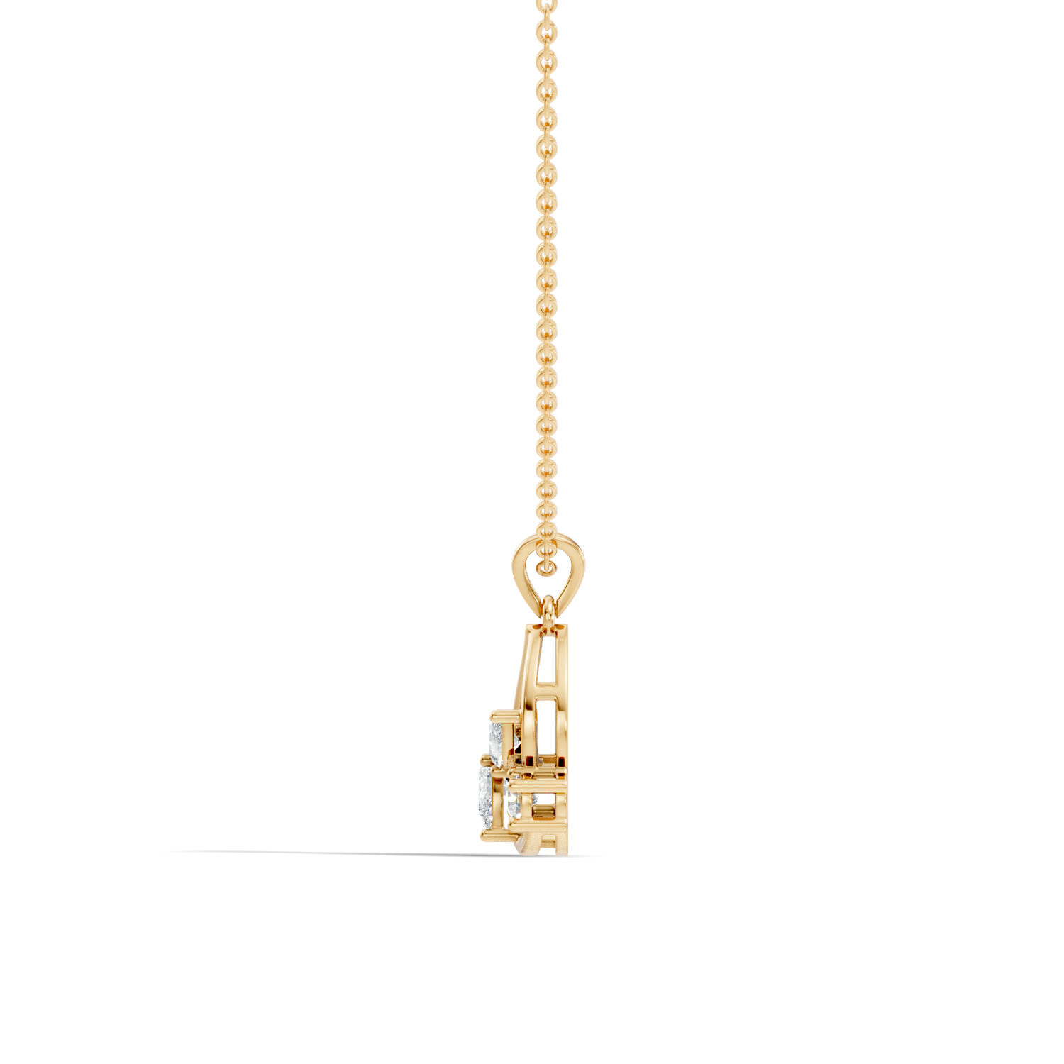 Pear & Round Diamond Swirl Drop Pendant