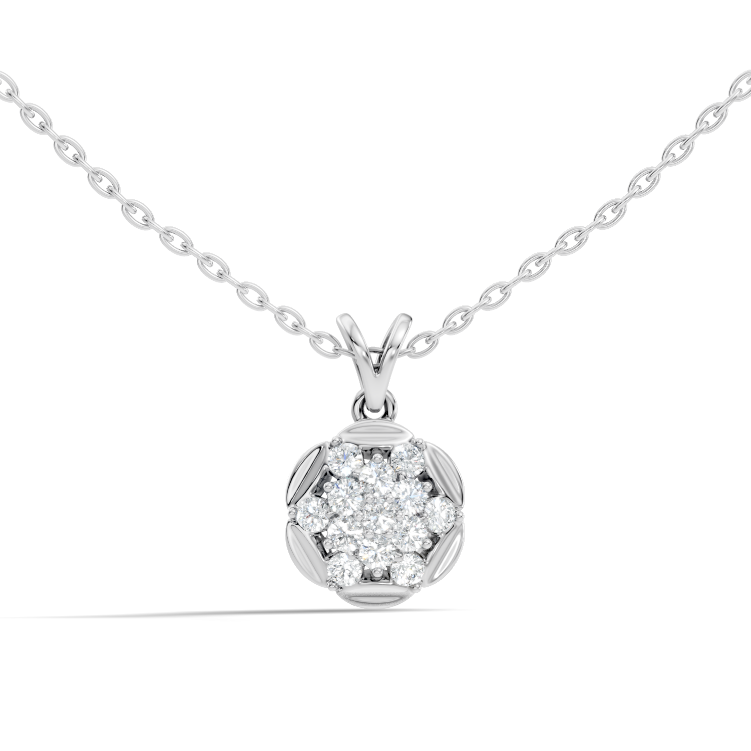 Flower Cluster Medallion Diamond Pendant