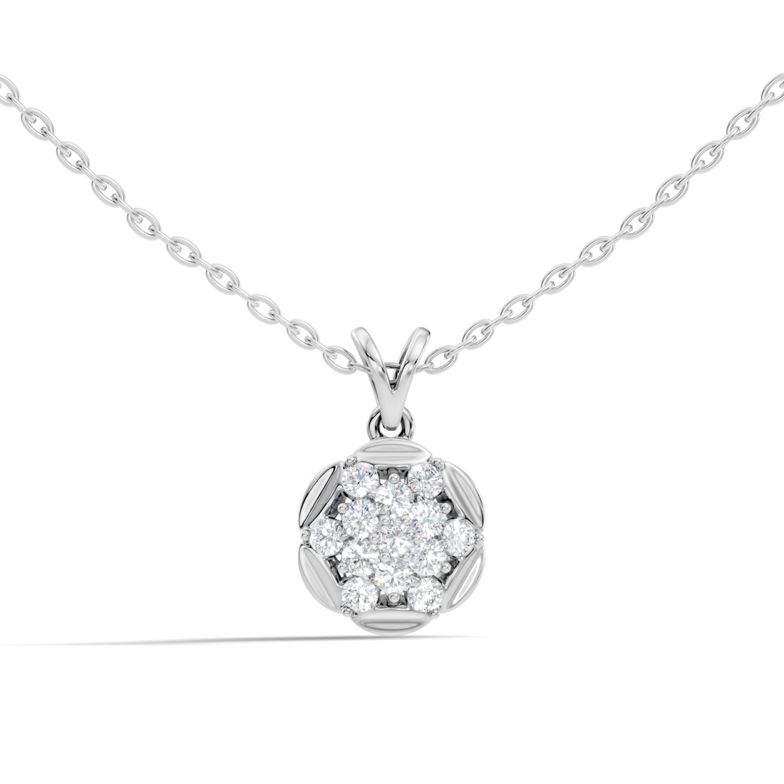 Flower Cluster Medallion Diamond Pendant