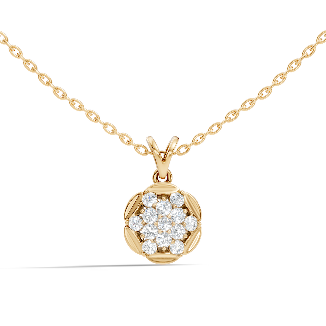Flower Cluster Medallion Diamond Pendant