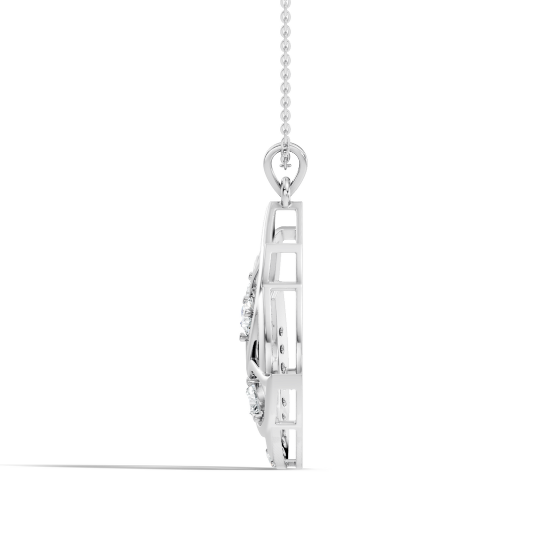Round Diamond Flame Floral Teardrop Statement Pendant