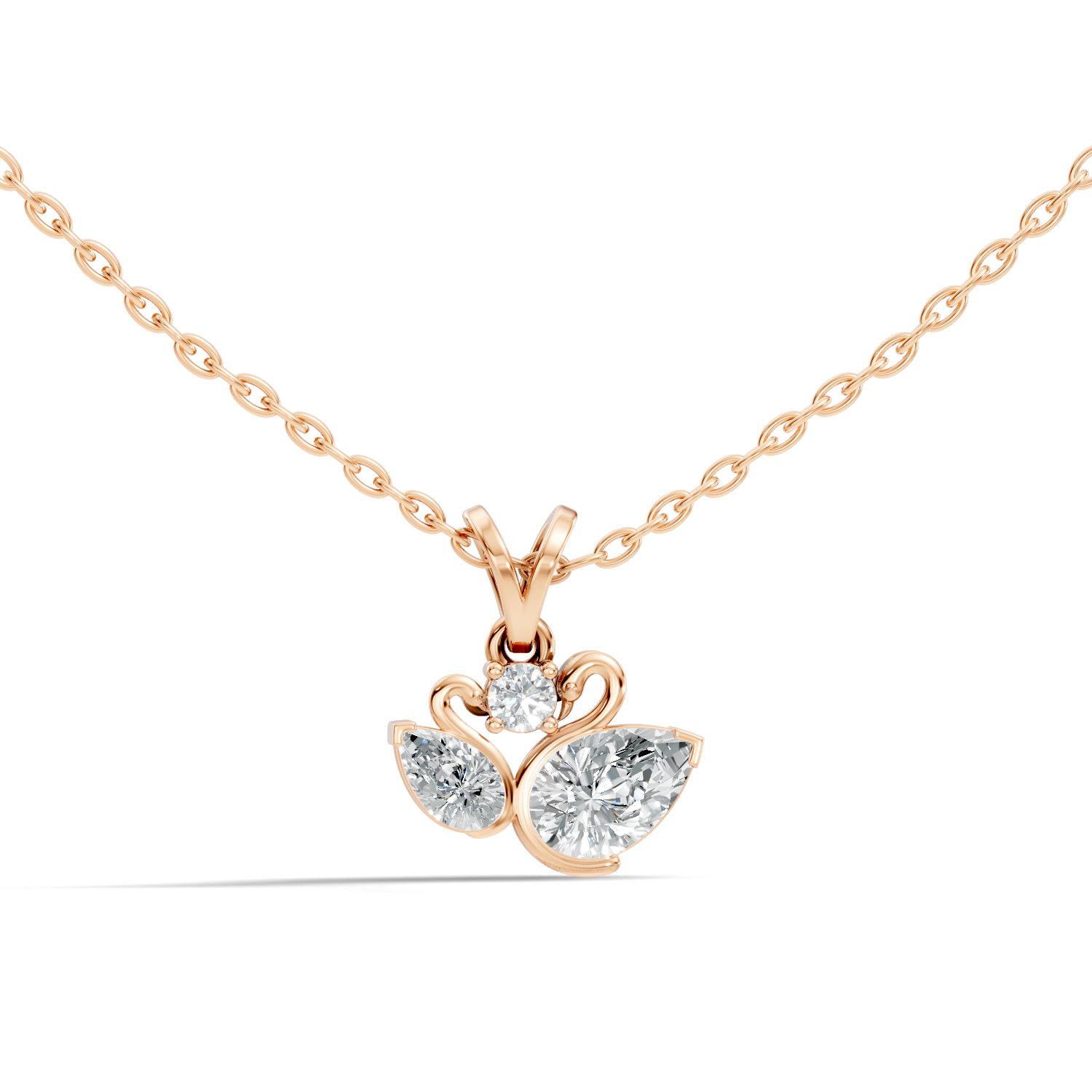 Dual Swan Diamond Motif Pendant