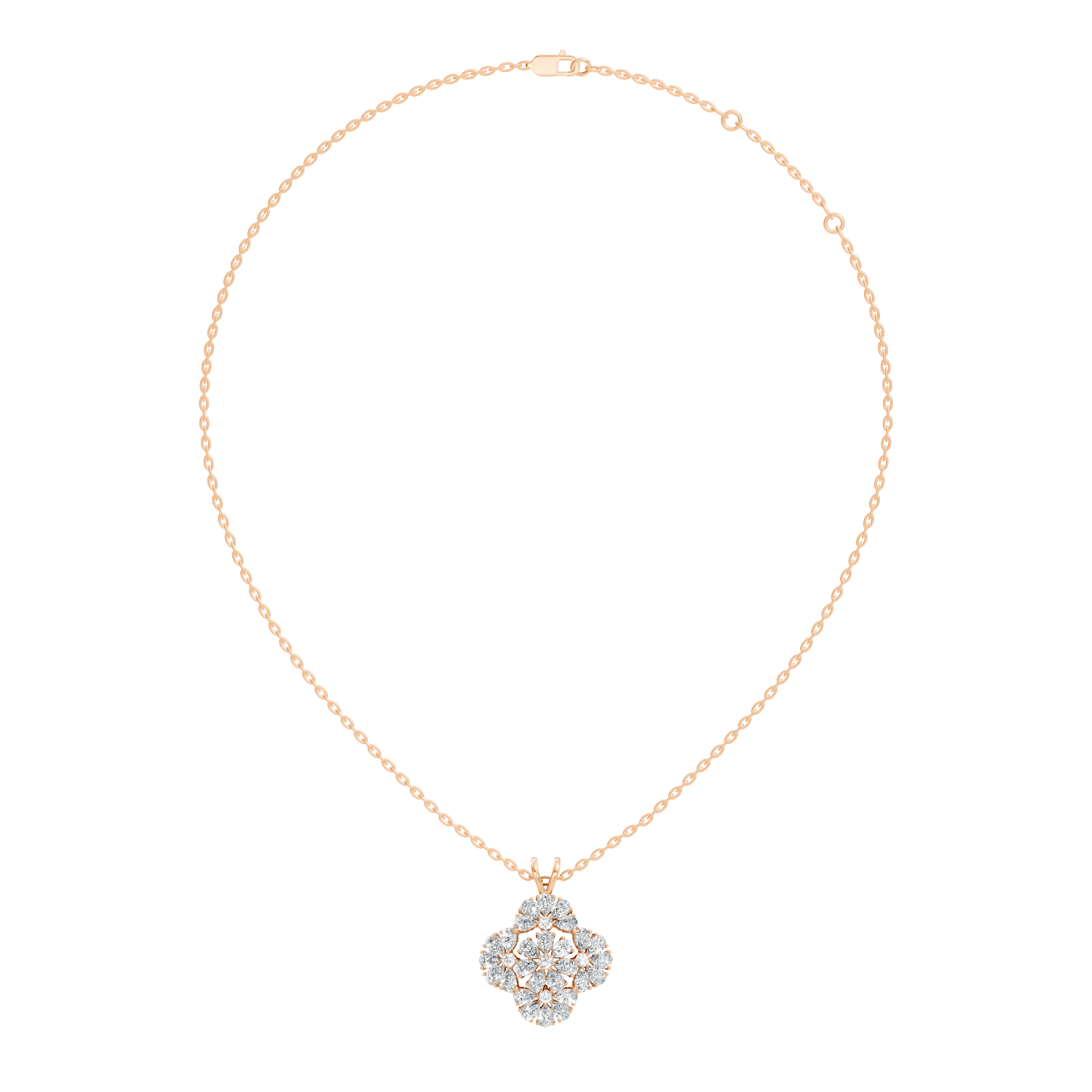 Grand Floral Quatrefoil Pear Diamond Pendant