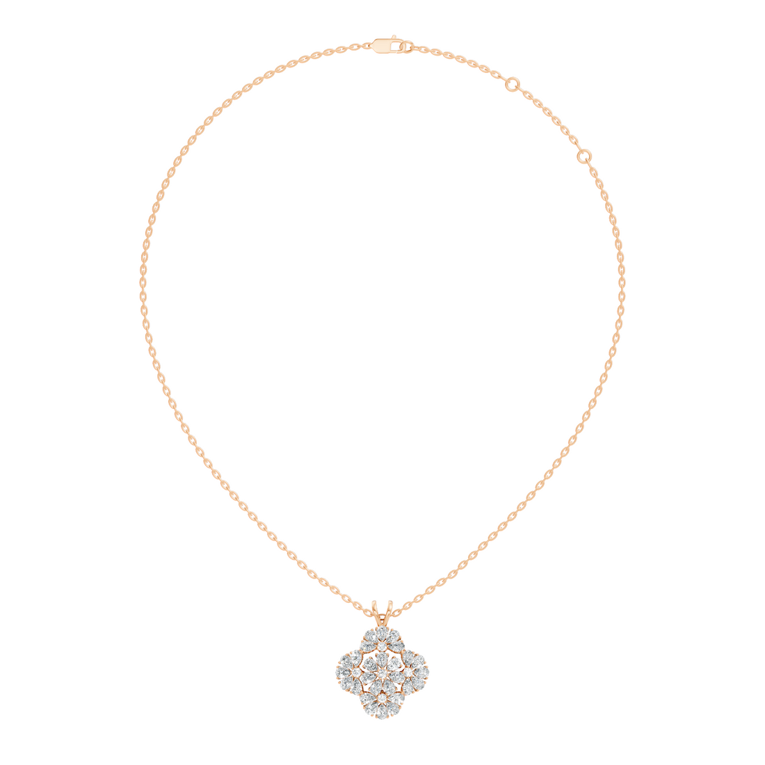 Grand Floral Quatrefoil Pear Diamond Pendant
