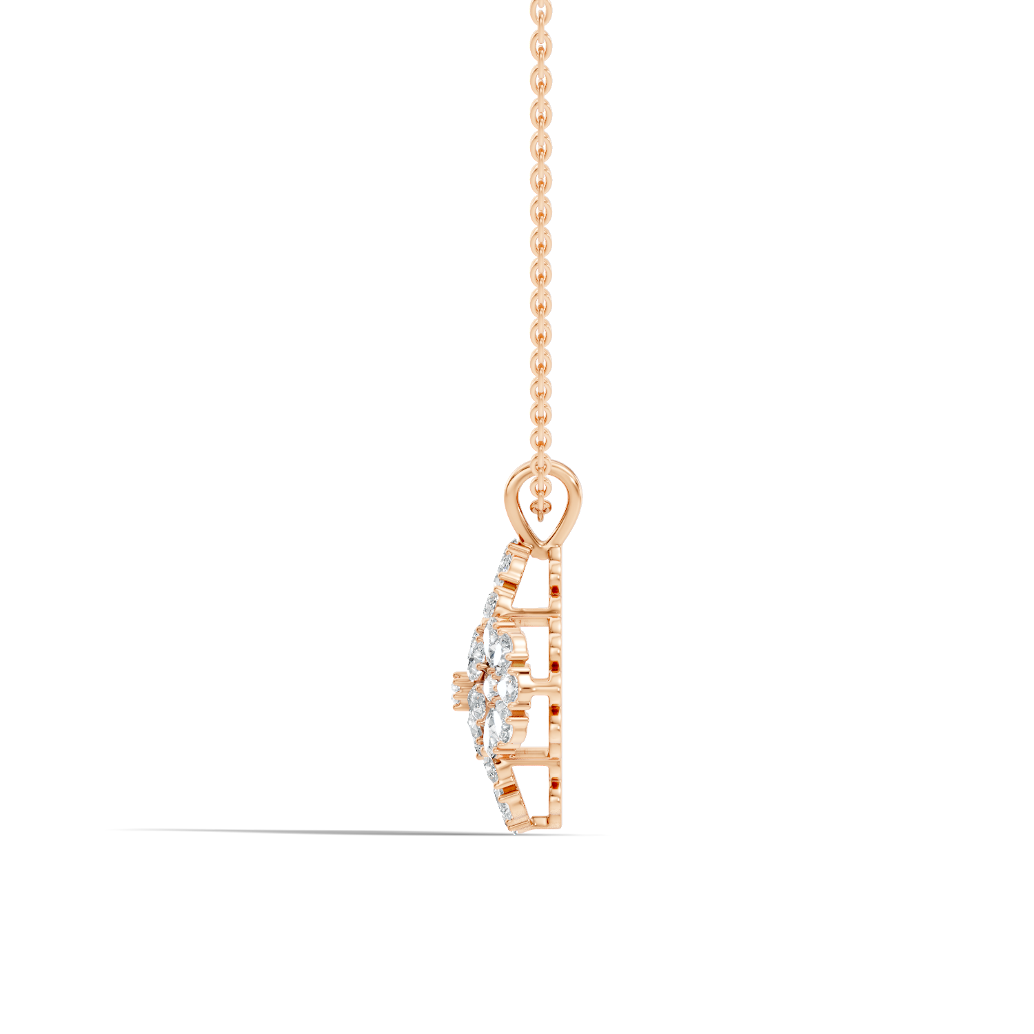 Grand Floral Quatrefoil Pear Diamond Pendant