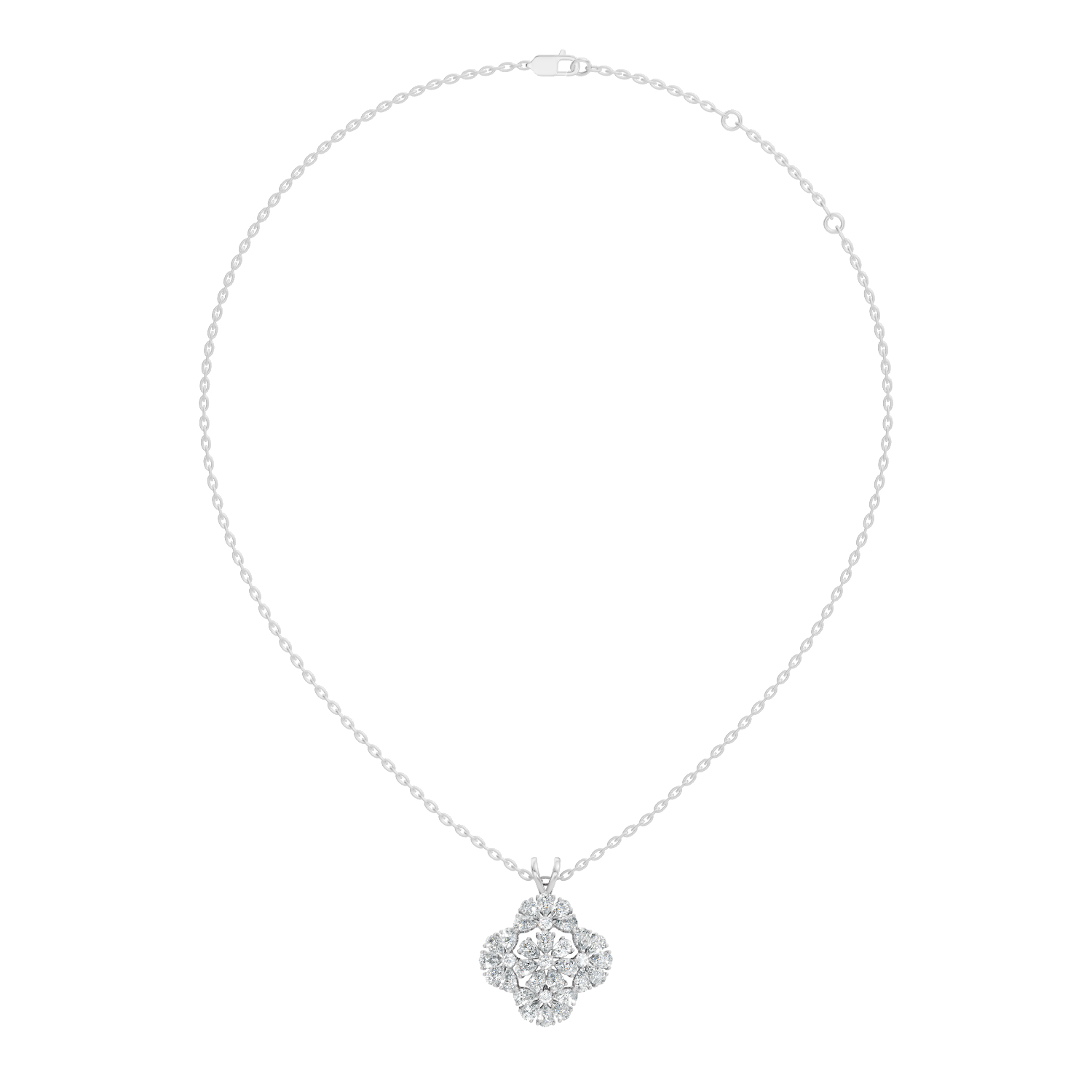 Grand Floral Quatrefoil Pear Diamond Pendant