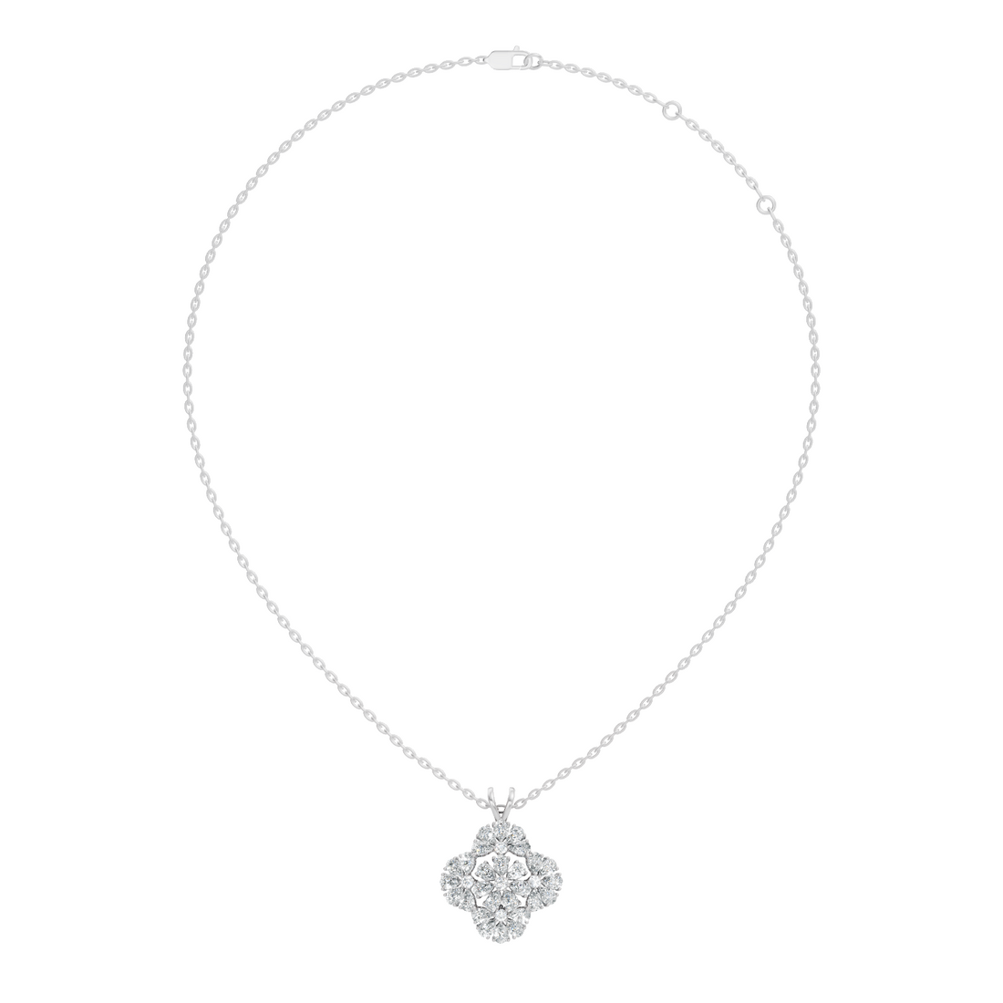 Grand Floral Quatrefoil Pear Diamond Pendant