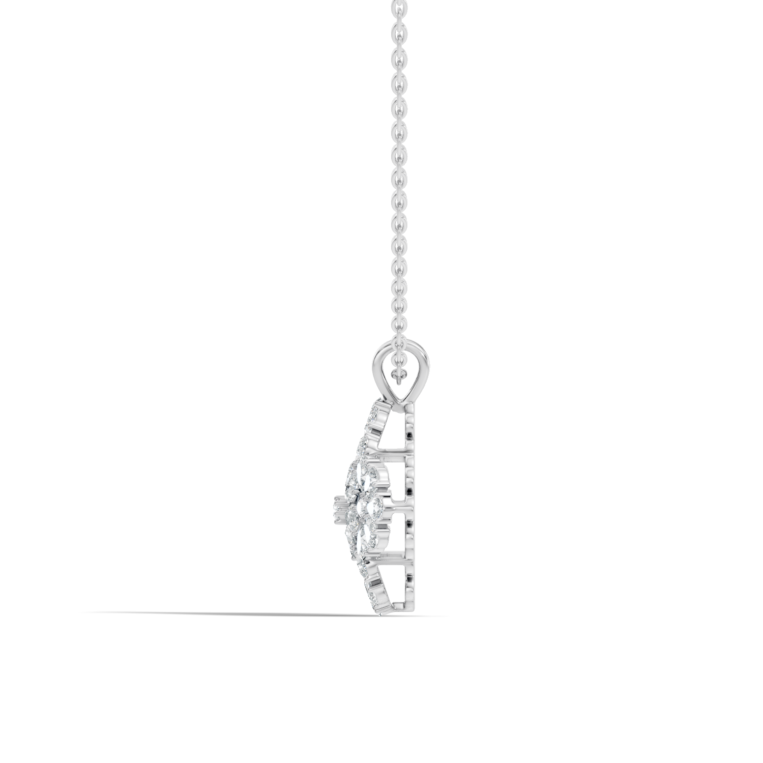 Grand Floral Quatrefoil Pear Diamond Pendant