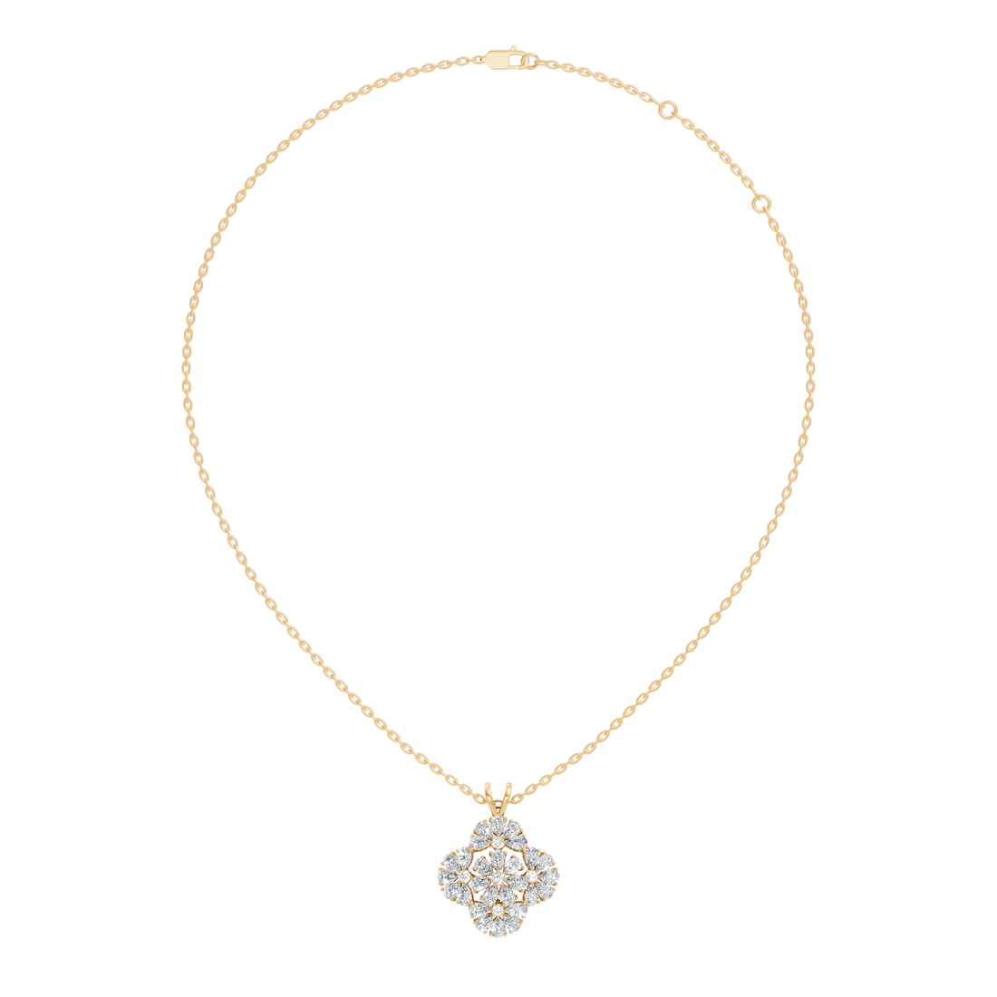 Grand Floral Quatrefoil Pear Diamond Pendant