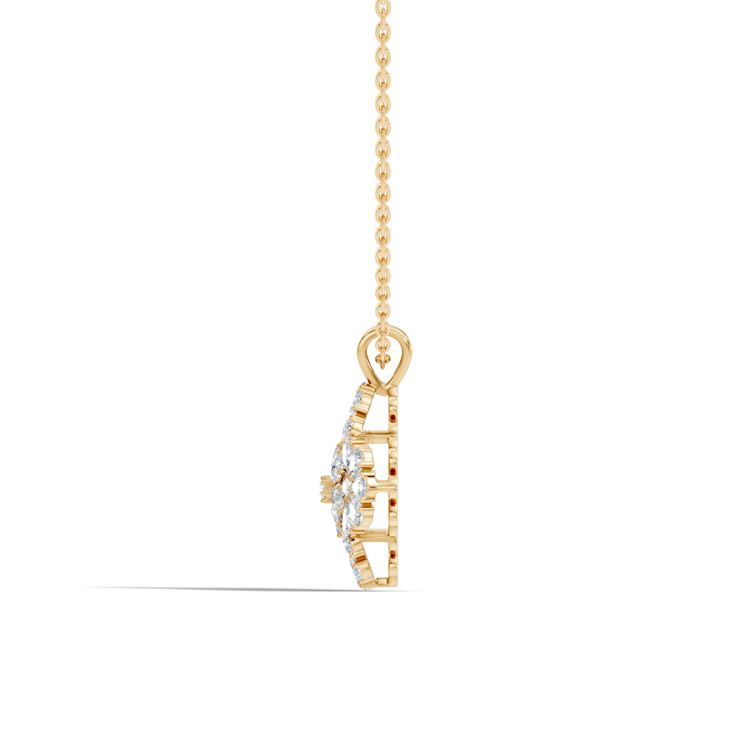 Grand Floral Quatrefoil Pear Diamond Pendant