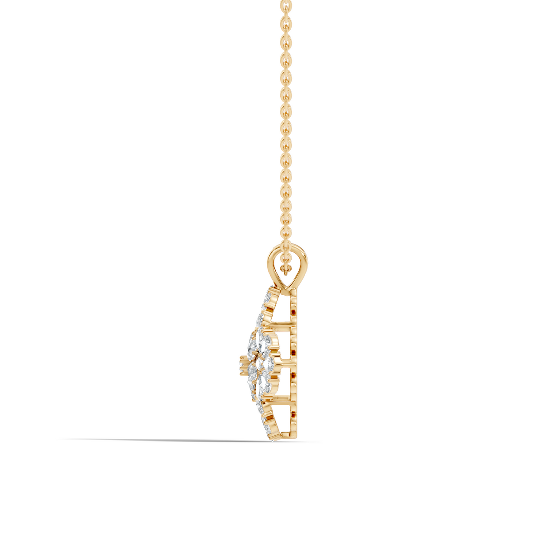 Grand Floral Quatrefoil Pear Diamond Pendant