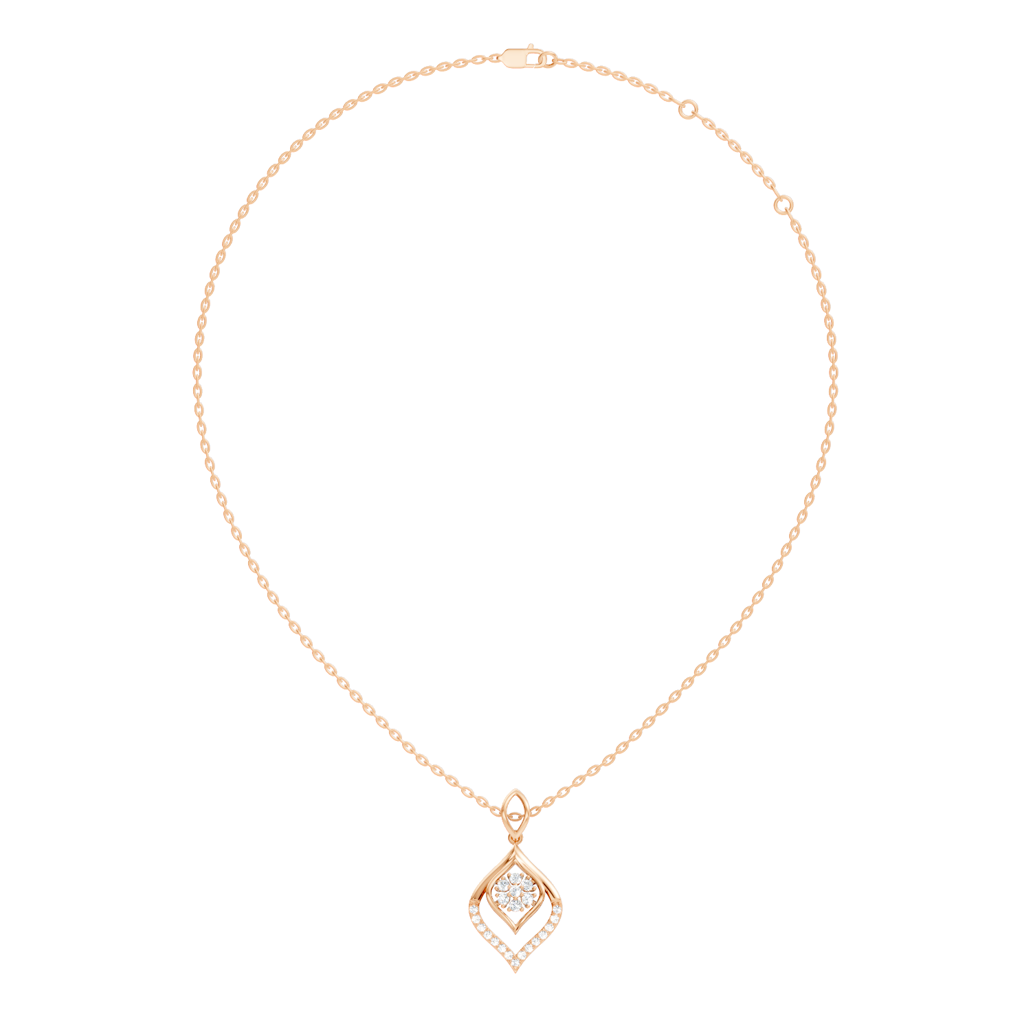 Geometric Leaf Marquise Cluster Diamond Pendant