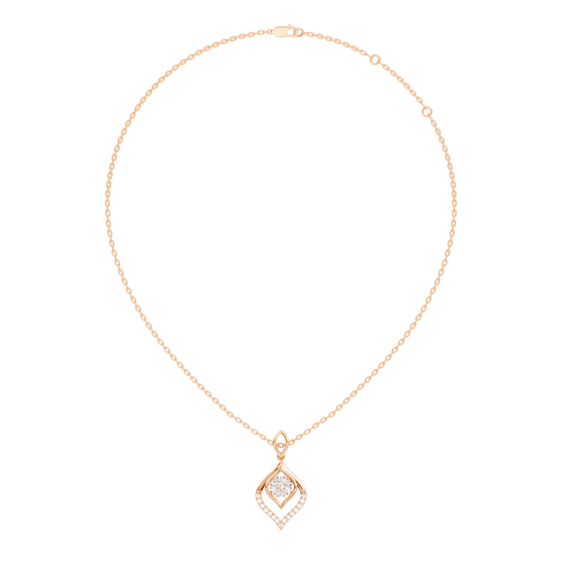Geometric Leaf Marquise Cluster Diamond Pendant