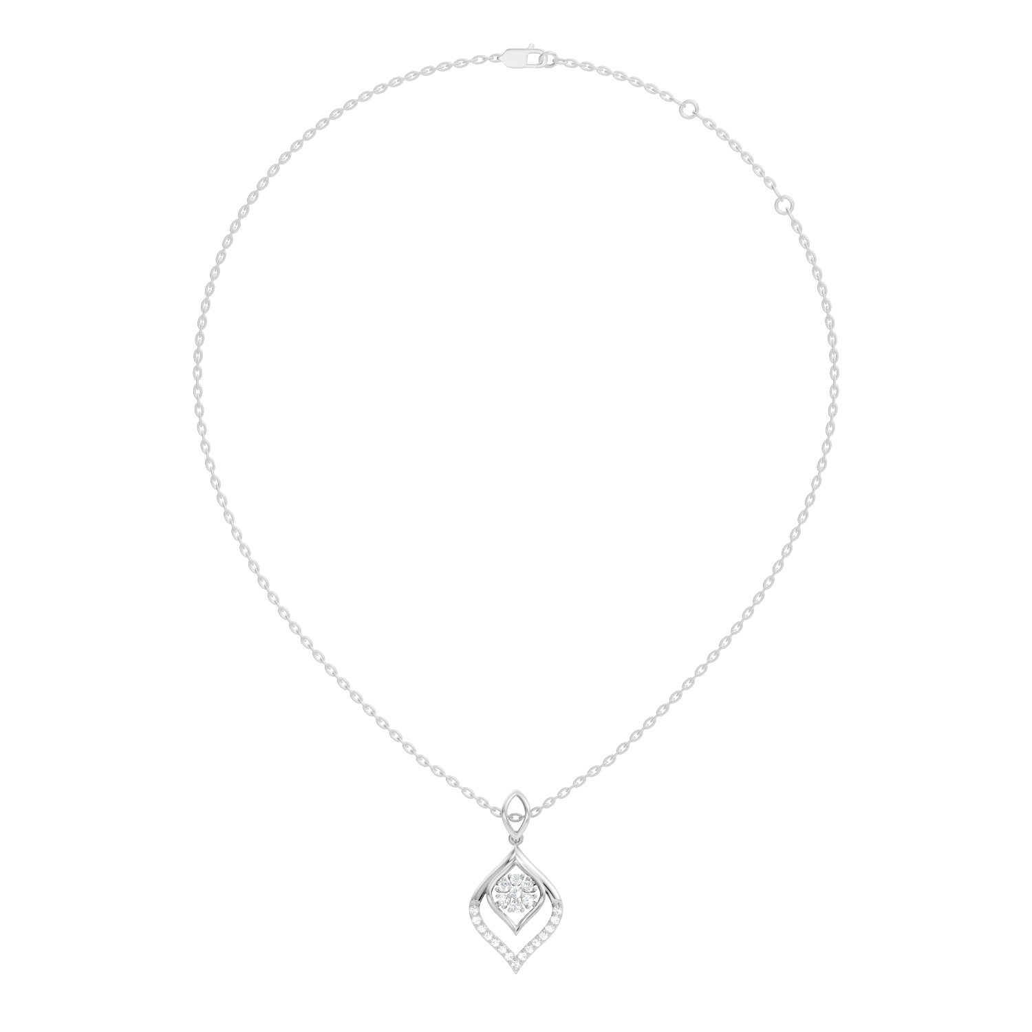 Geometric Leaf Marquise Cluster Diamond Pendant