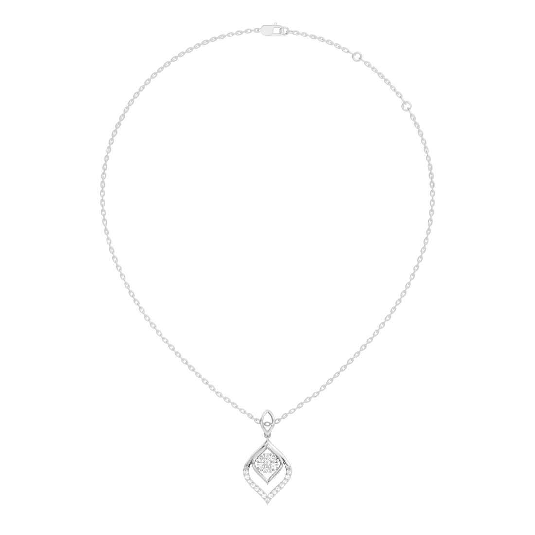 Geometric Leaf Marquise Cluster Diamond Pendant