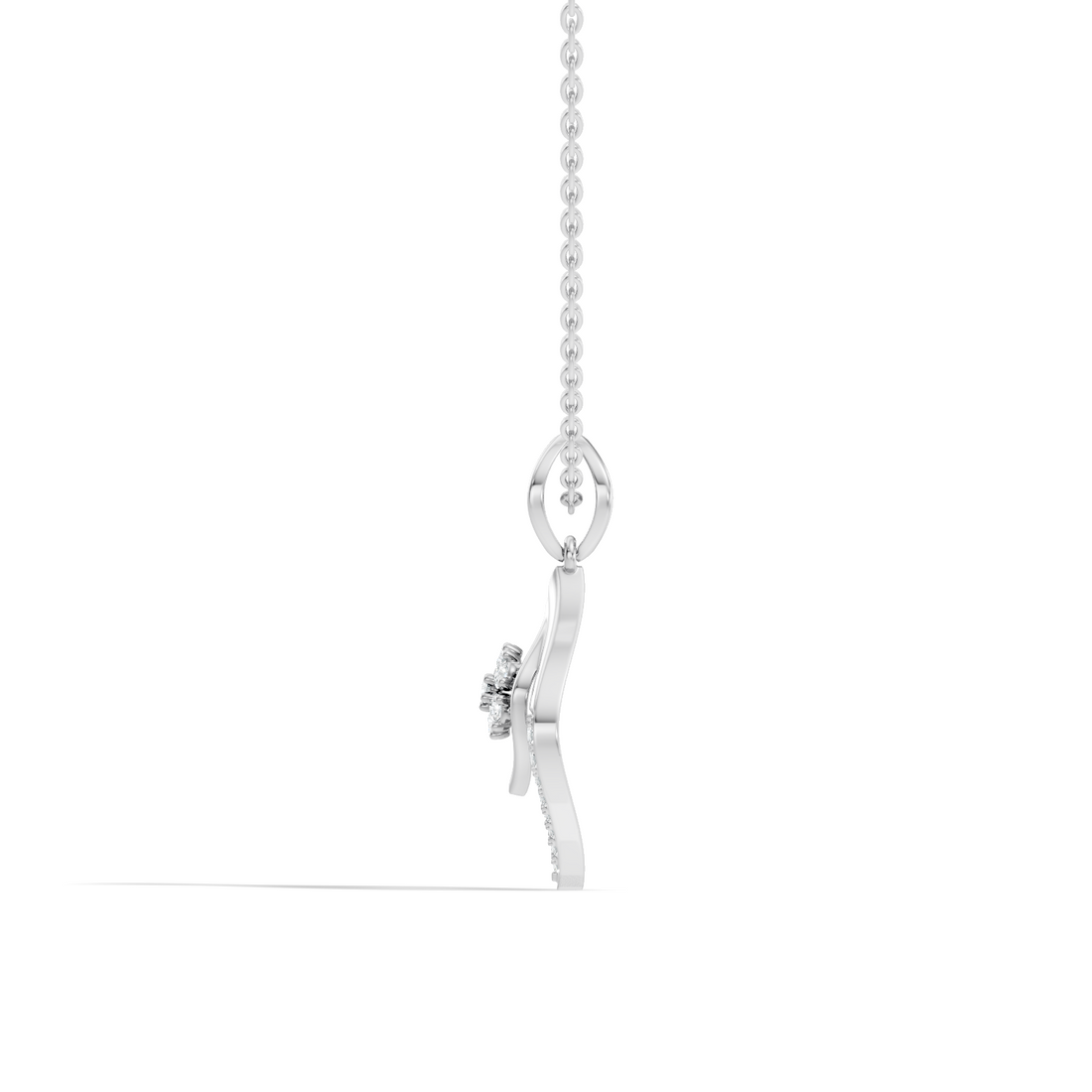 Geometric Leaf Marquise Cluster Diamond Pendant