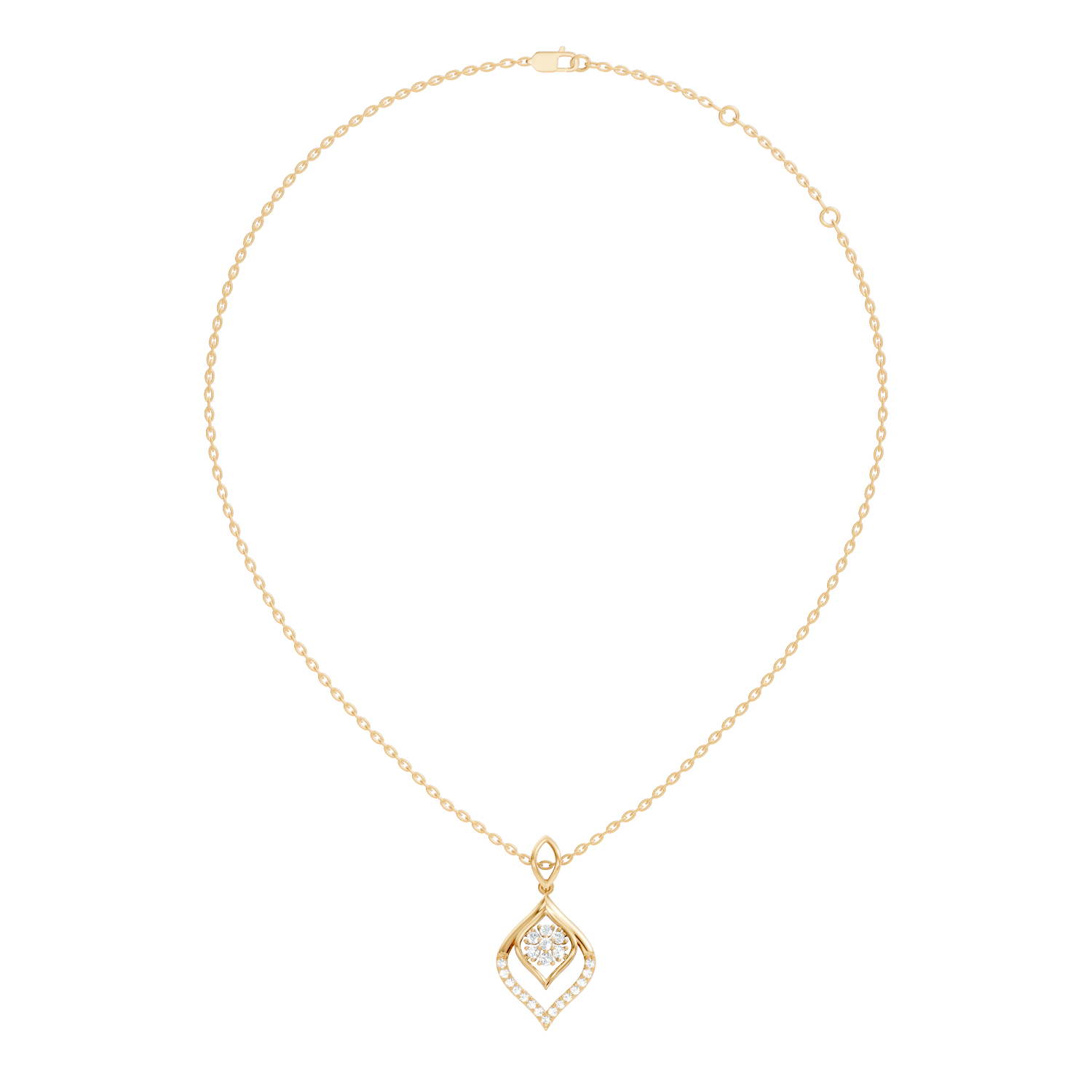 Geometric Leaf Marquise Cluster Diamond Pendant