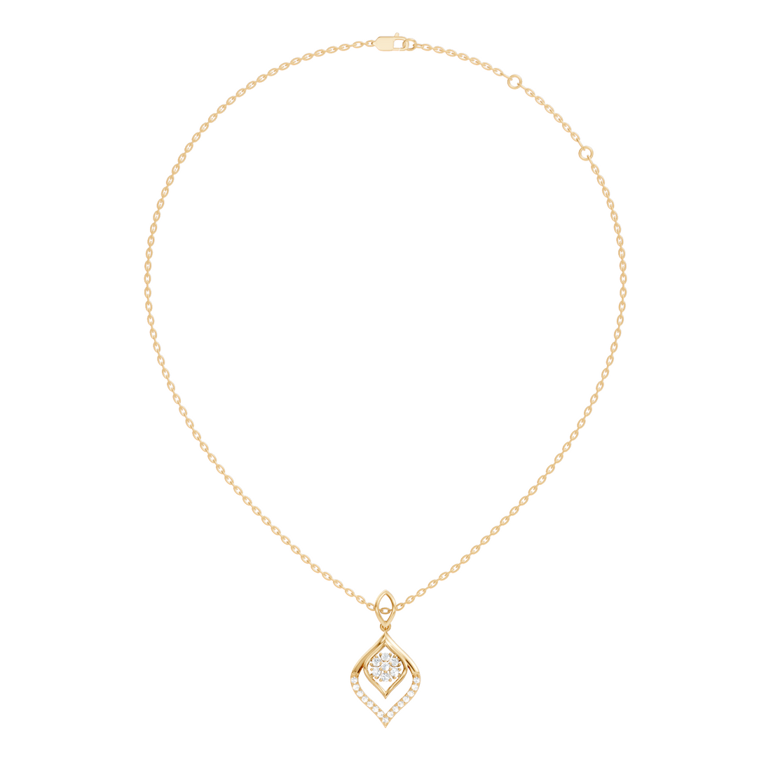 Geometric Leaf Marquise Cluster Diamond Pendant