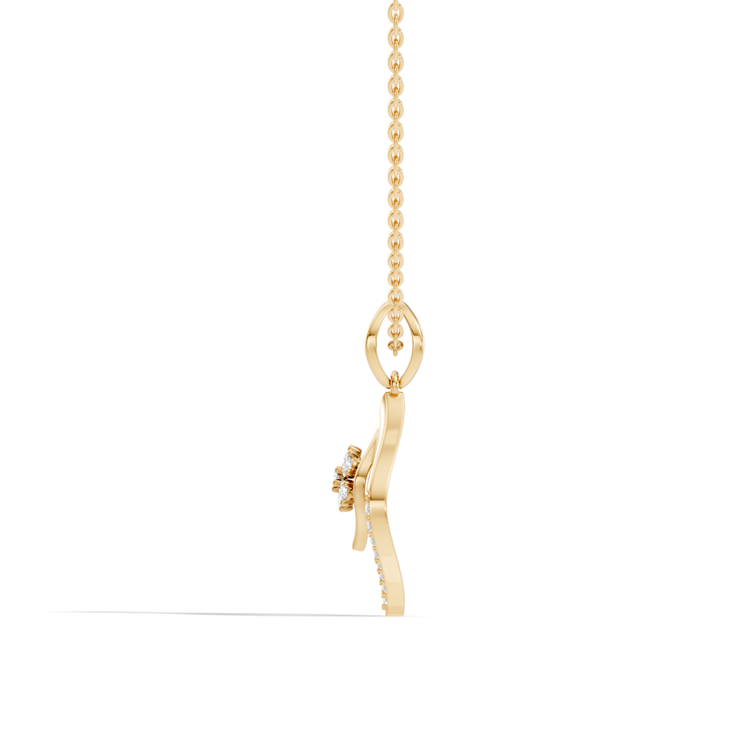 Geometric Leaf Marquise Cluster Diamond Pendant