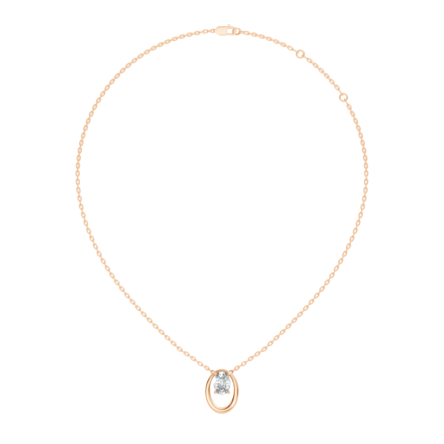 Oval Diamond Floating Oval Frame Pendant