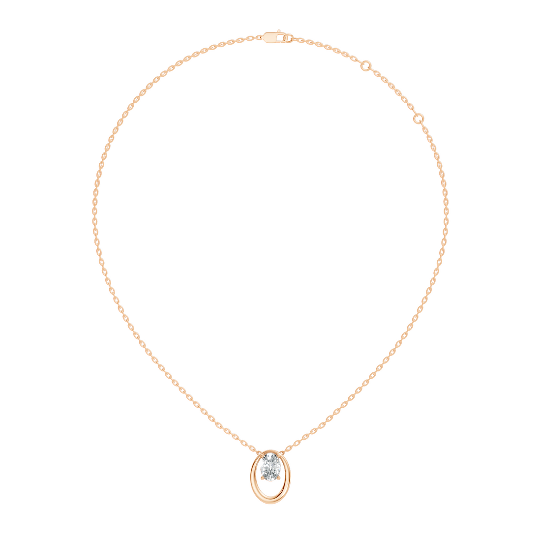 Oval Diamond Floating Oval Frame Pendant