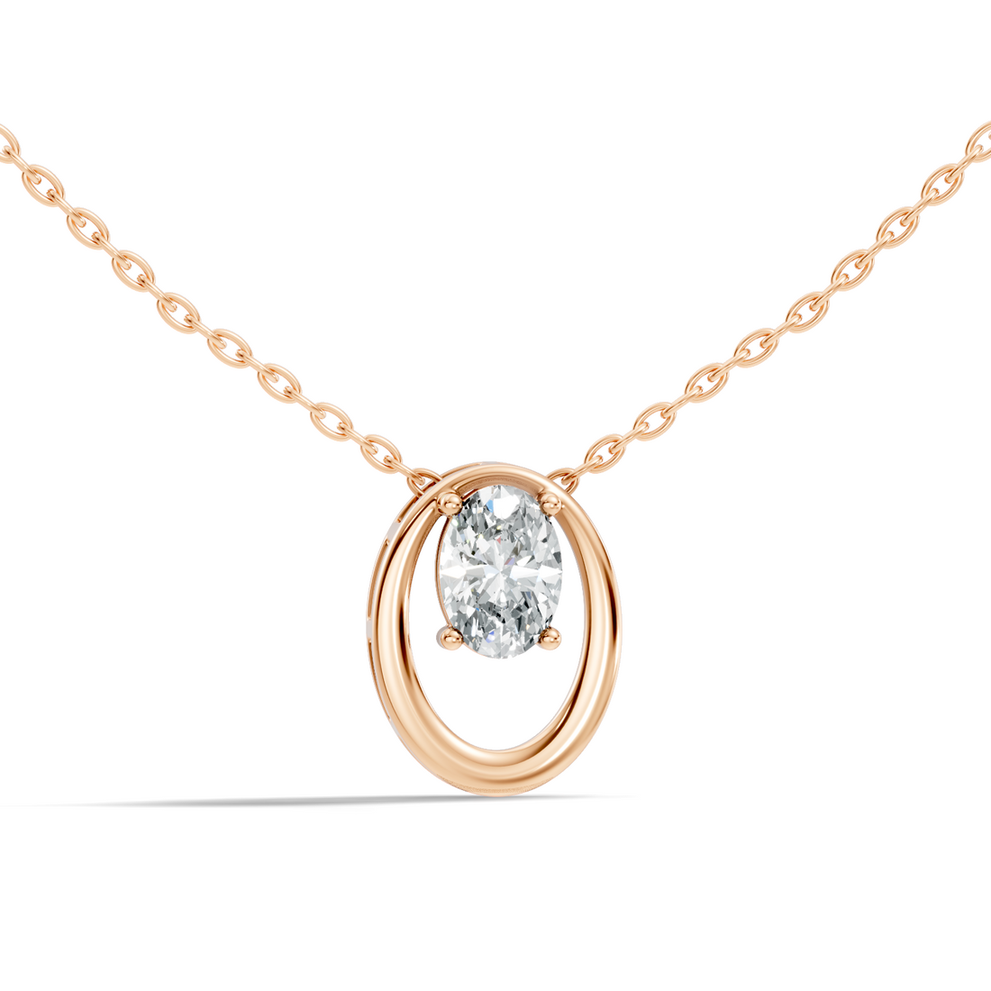 Oval Diamond Floating Oval Frame Pendant