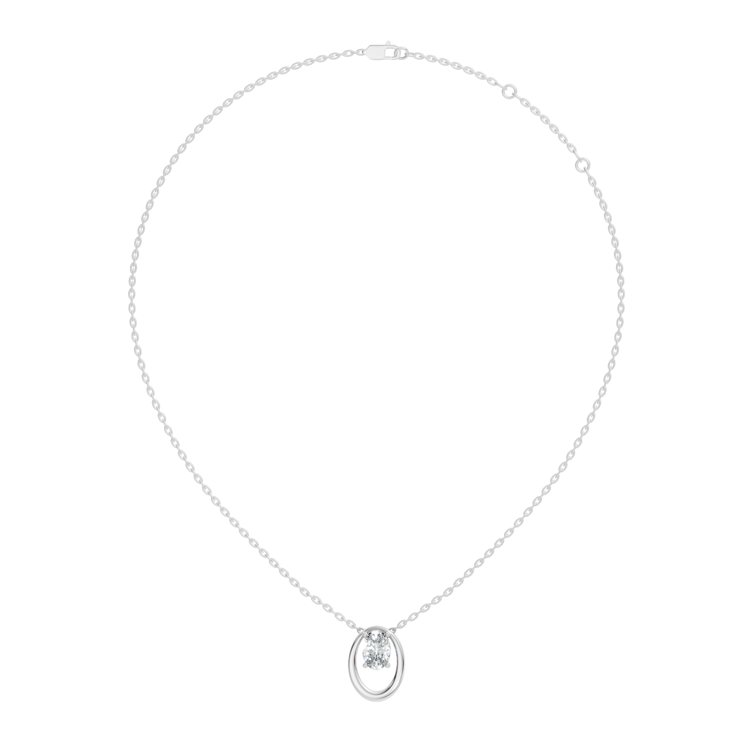 Oval Diamond Floating Oval Frame Pendant