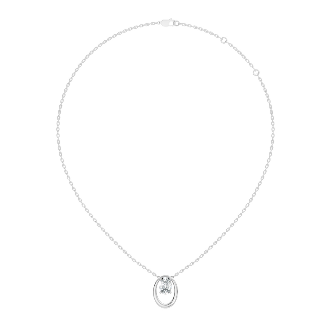 Oval Diamond Floating Oval Frame Pendant
