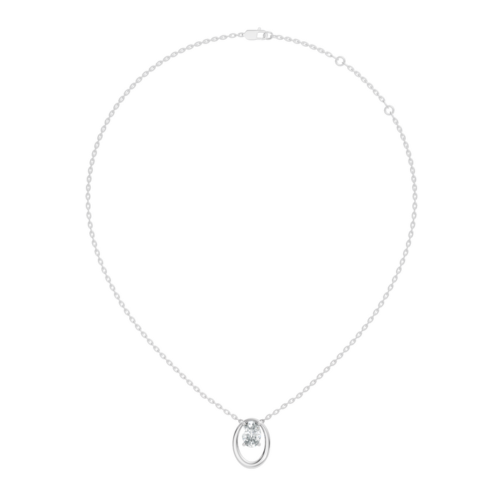 Oval Diamond Floating Oval Frame Pendant