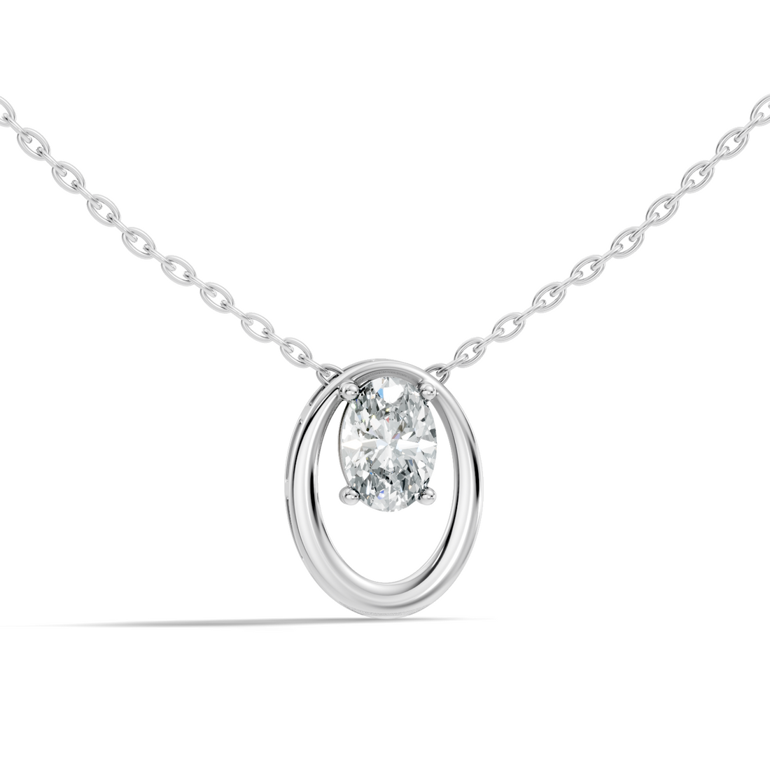 Oval Diamond Floating Oval Frame Pendant