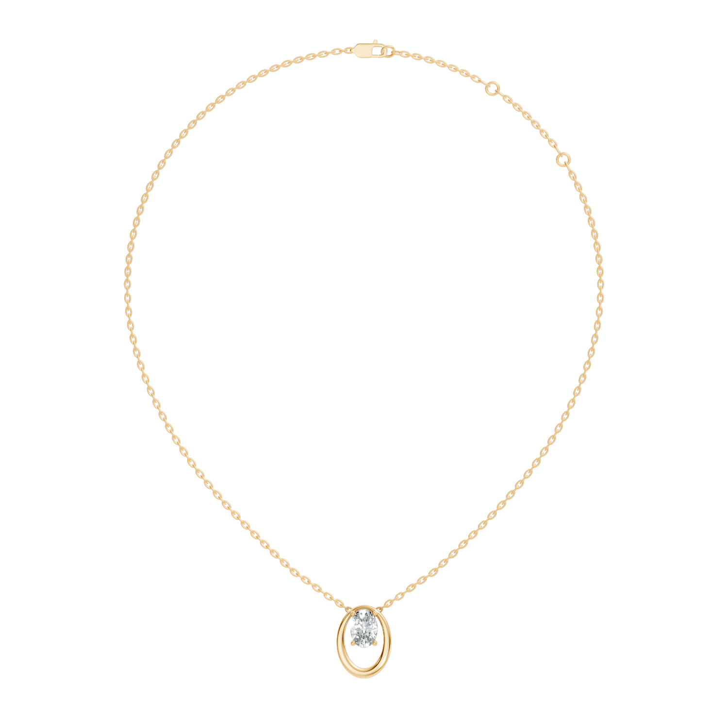 Oval Diamond Floating Oval Frame Pendant