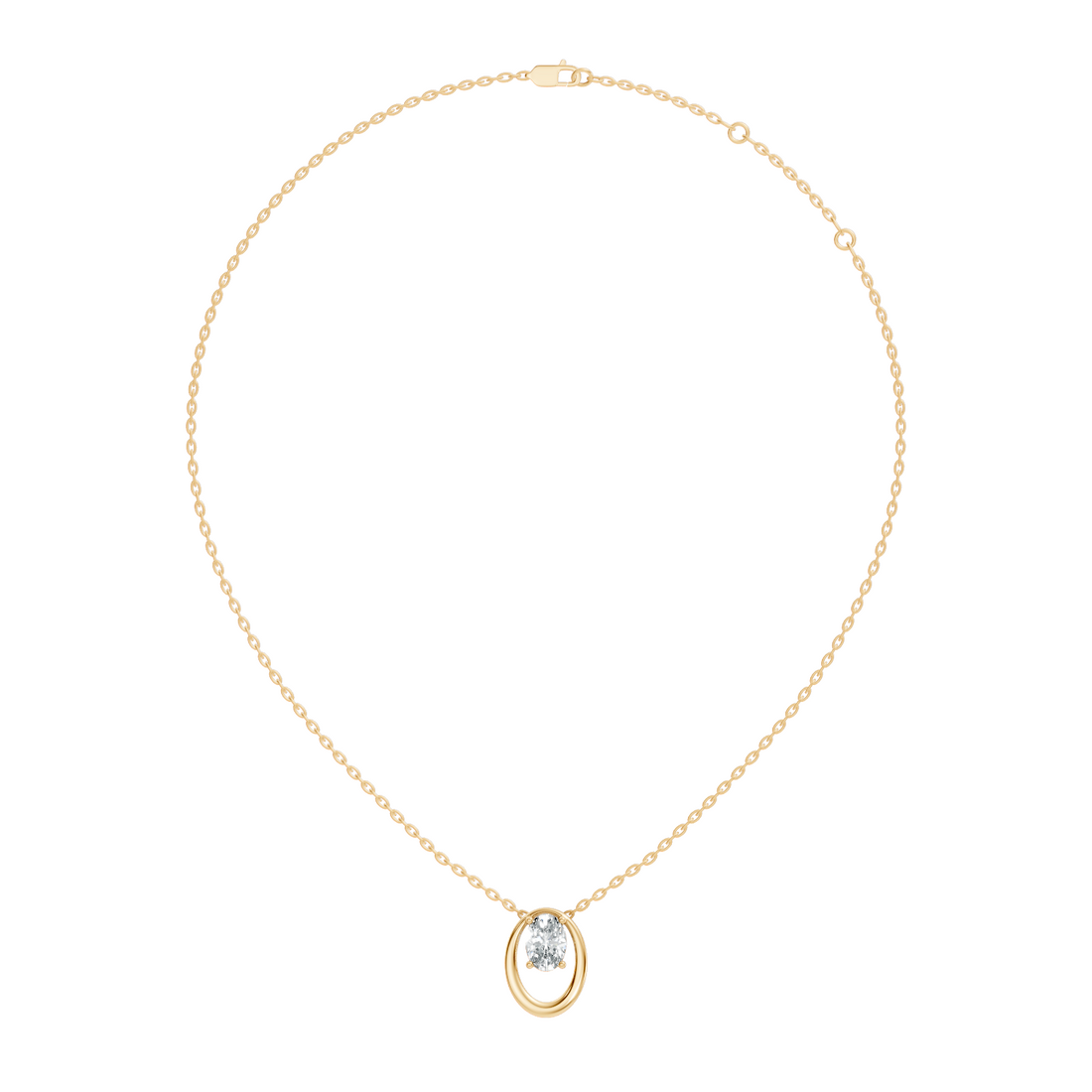 Oval Diamond Floating Oval Frame Pendant