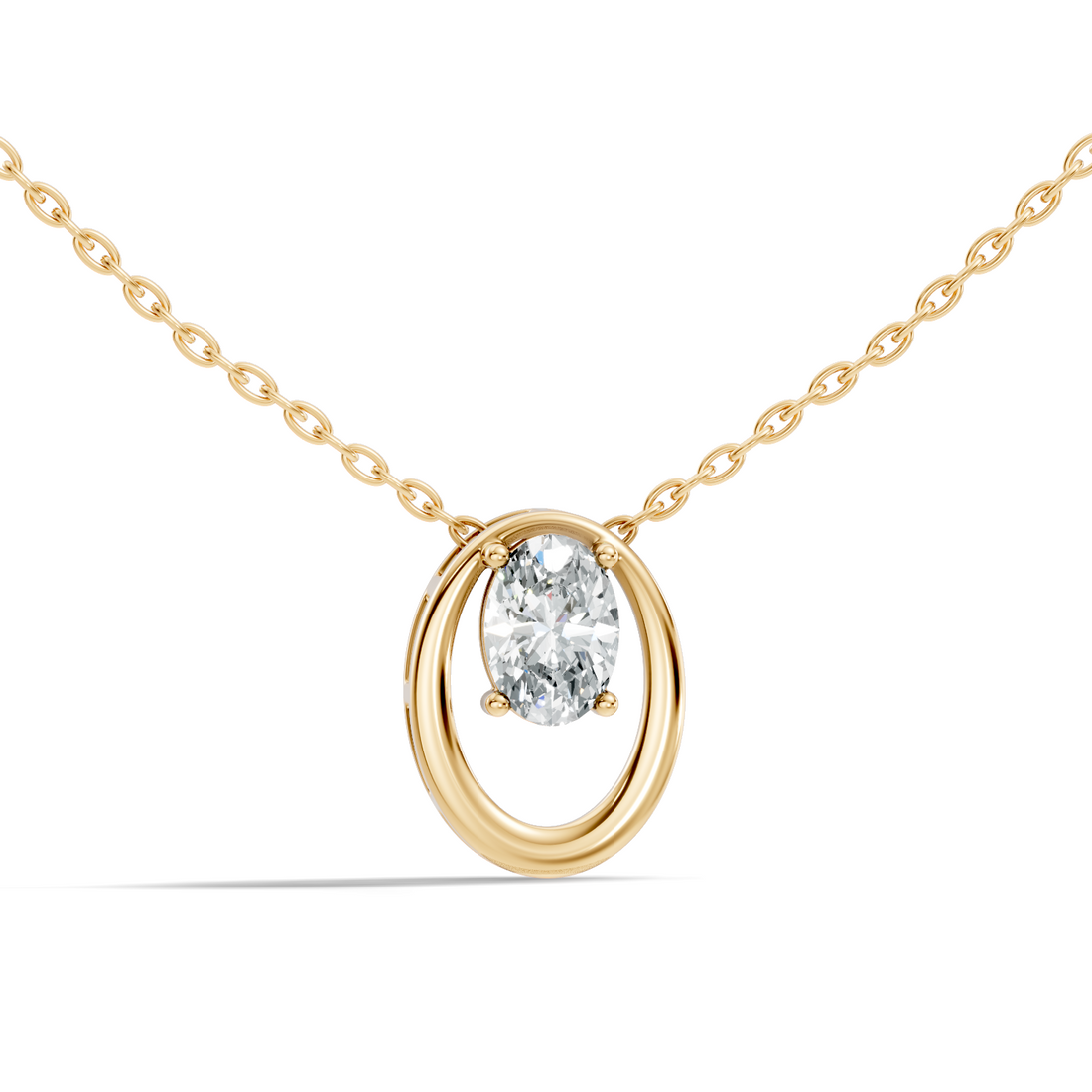 Oval Diamond Floating Oval Frame Pendant
