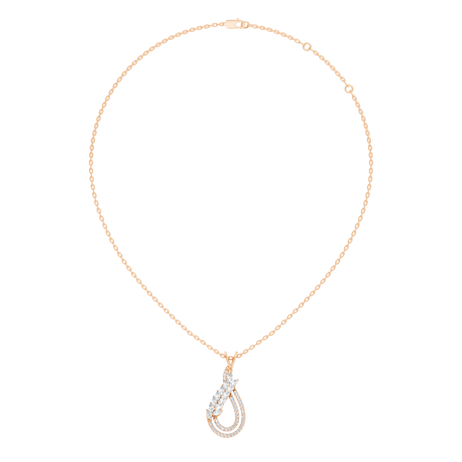 Marquise Leaf & Double Halo Teardrop Diamond Pendant