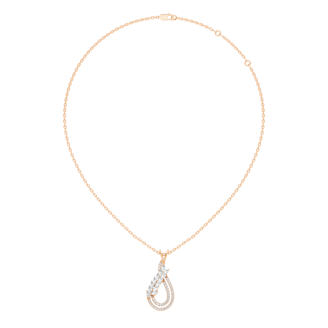 Marquise Leaf & Double Halo Teardrop Diamond Pendant