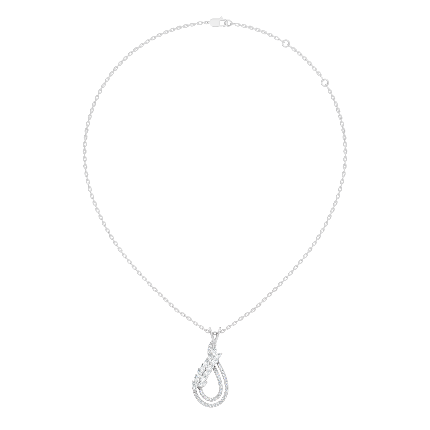 Marquise Leaf & Double Halo Teardrop Diamond Pendant