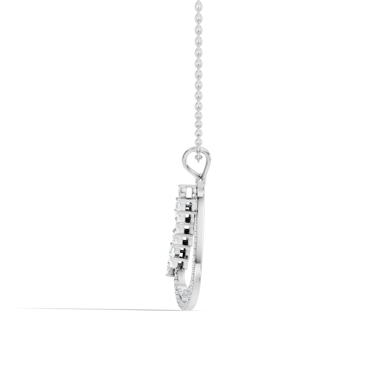 Marquise Leaf & Double Halo Teardrop Diamond Pendant