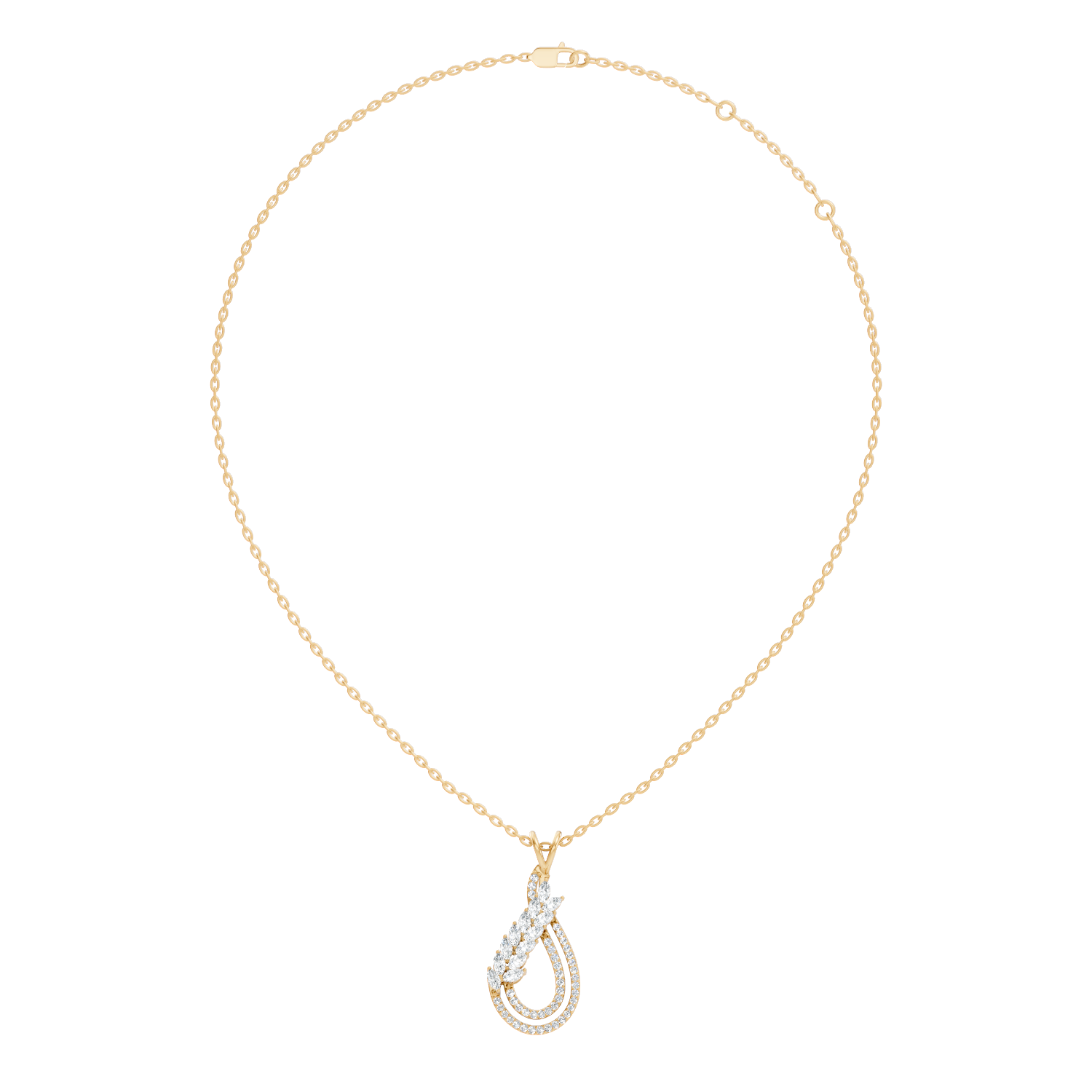 Marquise Leaf & Double Halo Teardrop Diamond Pendant