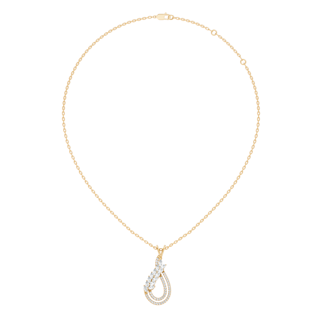 Marquise Leaf & Double Halo Teardrop Diamond Pendant