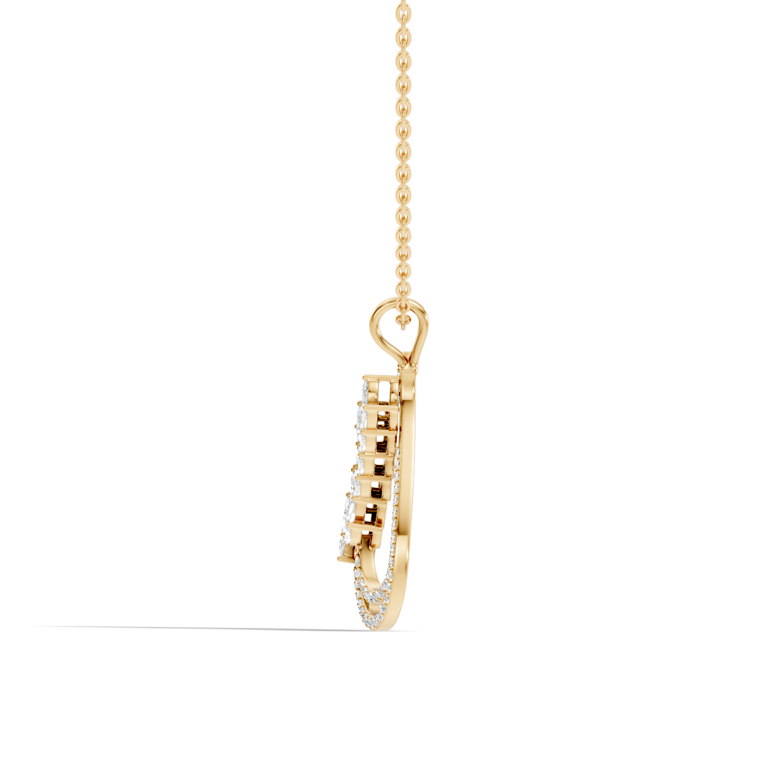 Marquise Leaf & Double Halo Teardrop Diamond Pendant